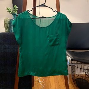 🔺 Green Silky Boxy Tee with Pocket